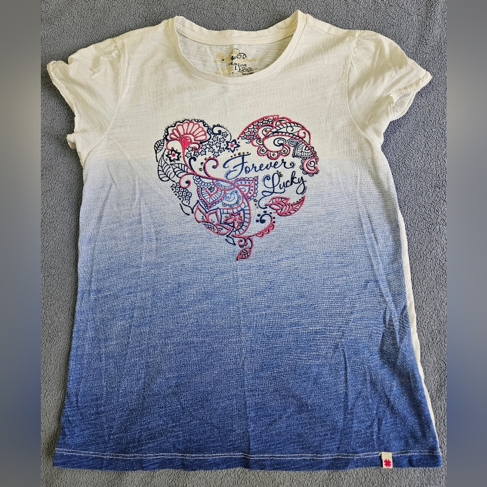 Lucky Brand White and Blue Kids Shirt